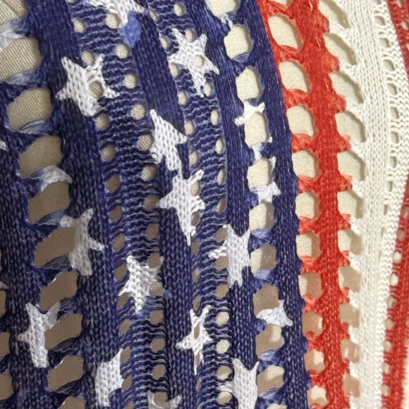 American Flag Swim Cover-Up Red White Blue‎ Stars Stripes Size M Crochet Bikini - Picture 6 of 7